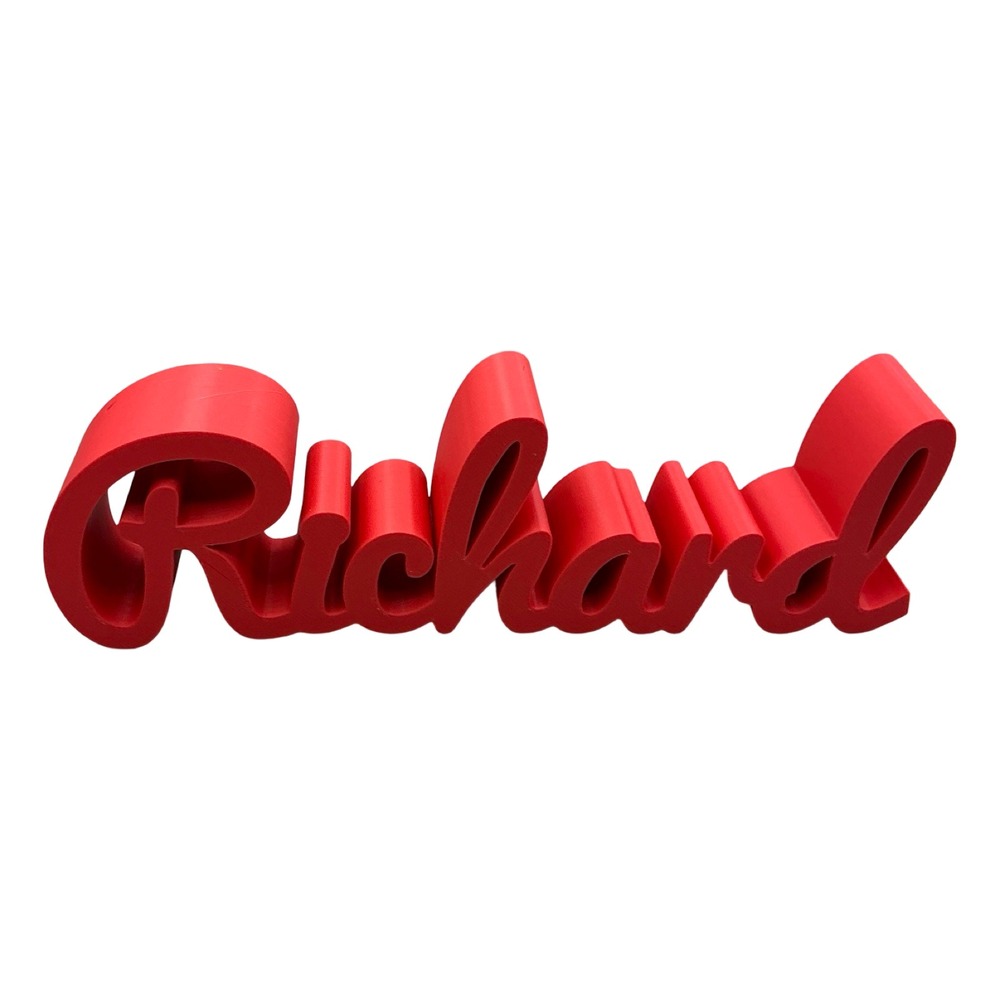 Red Richard Name Sign 3D Printed Script Desk Decor Office Shelf Art